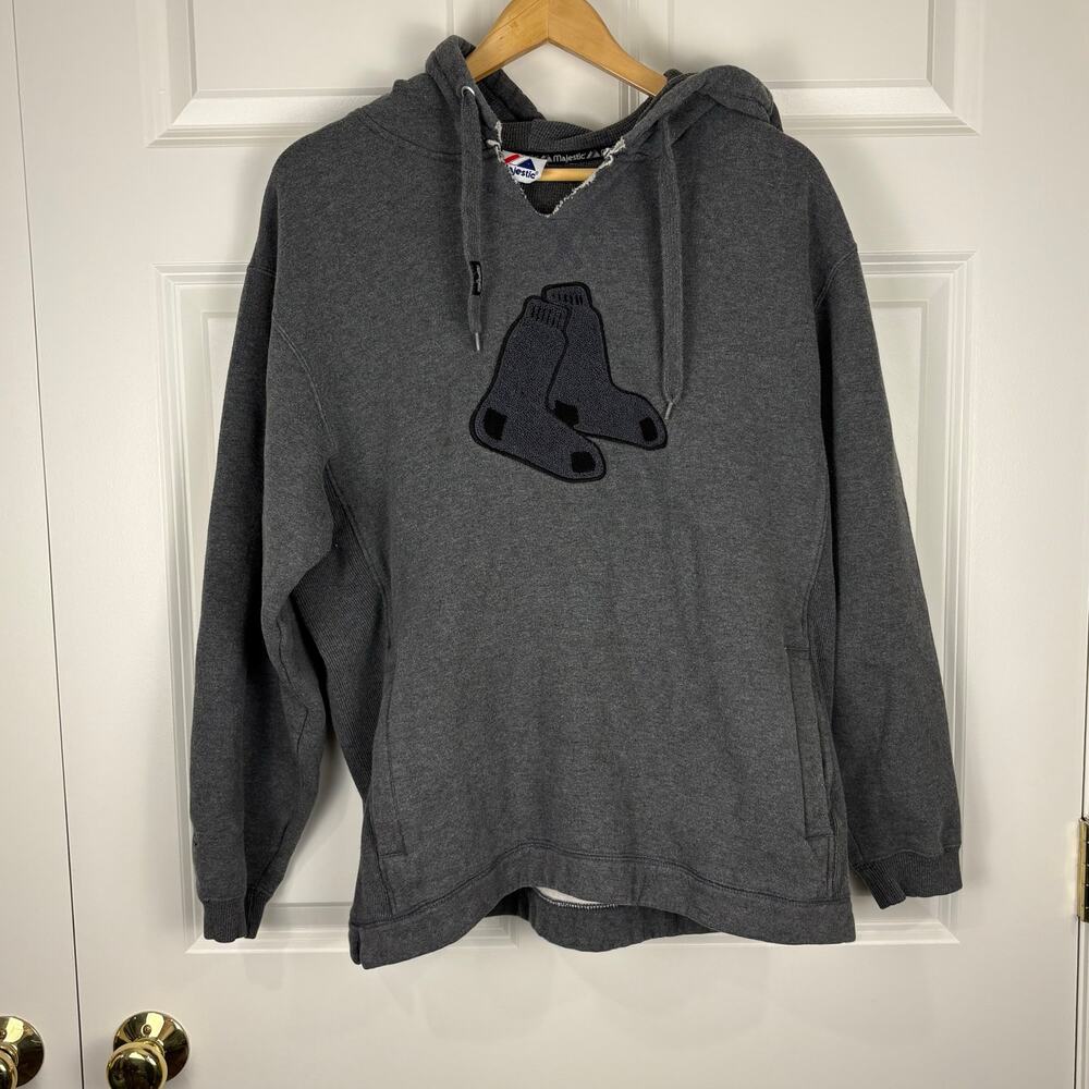 Gray Boston Red Sox Heavyweight Hoodie Majestic MLB Baseball Sports Athletic L